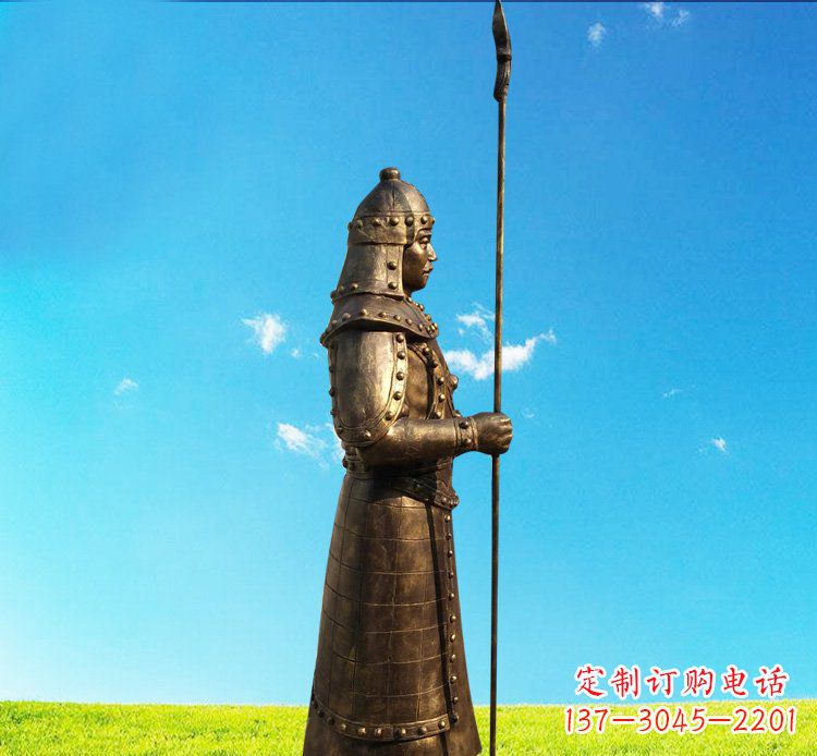 重庆铜雕战士站岗古代人物雕塑