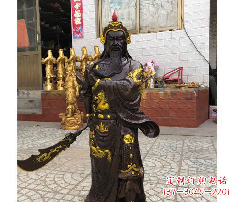 重庆铜雕镇宅关公寺庙神像雕塑摆件 (2)