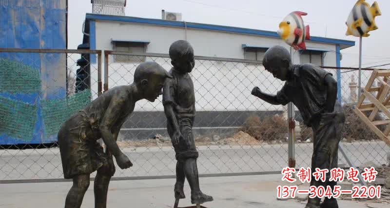 重庆玩陀螺人物铜雕