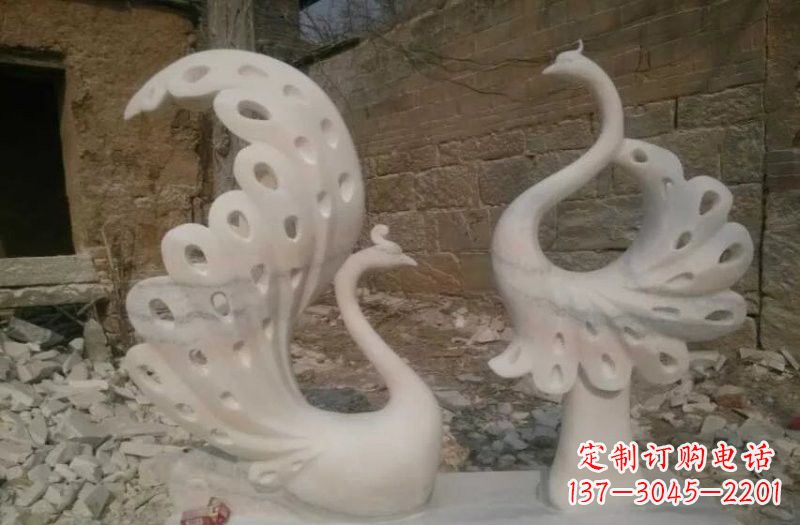 重庆晚霞红抽象石雕孔雀