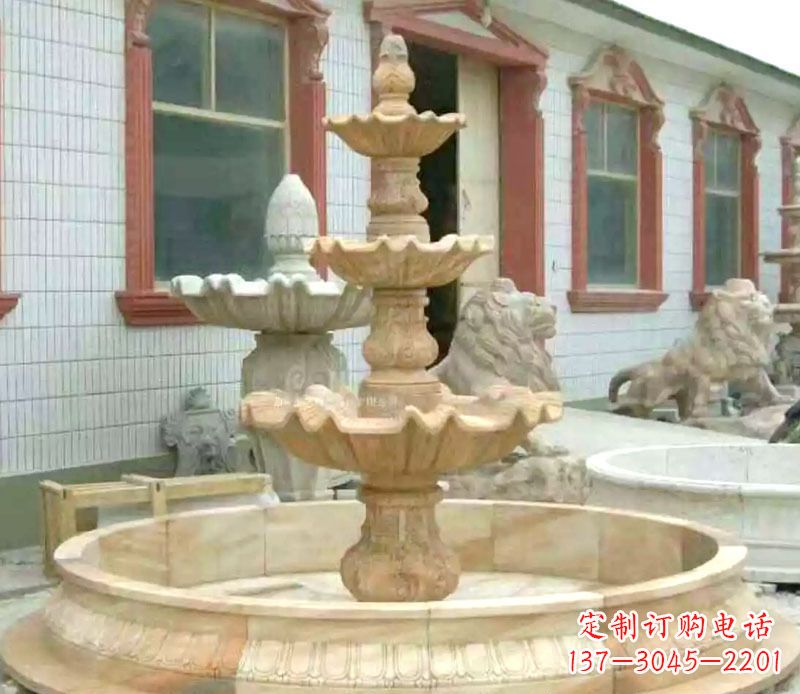 重庆晚霞红大型喷泉石雕 (3)