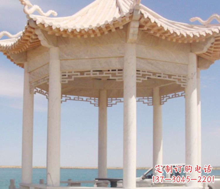 重庆晚霞红单层凉亭石雕