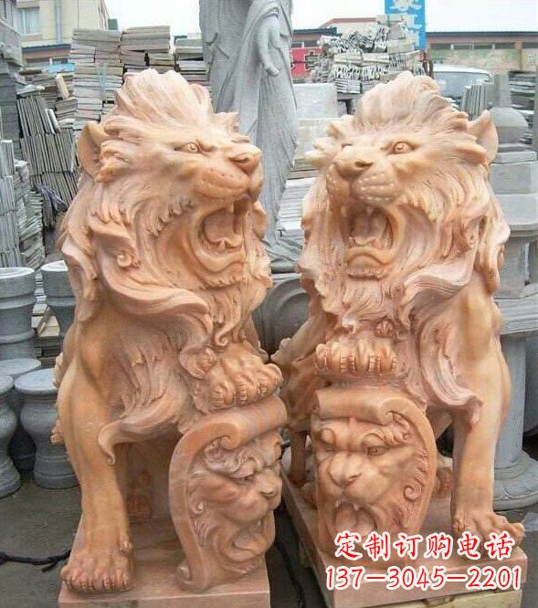 重庆晚霞红盾牌欧式狮子