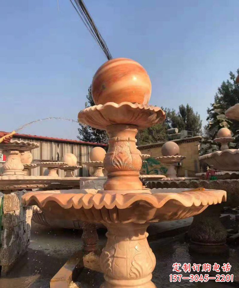 重庆晚霞红风水球雕塑别墅庭院景观雕塑