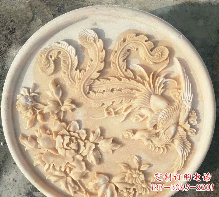 重庆晚霞红凤凰牡丹石浮雕