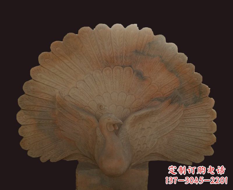 重庆晚霞红开屏孔雀石雕