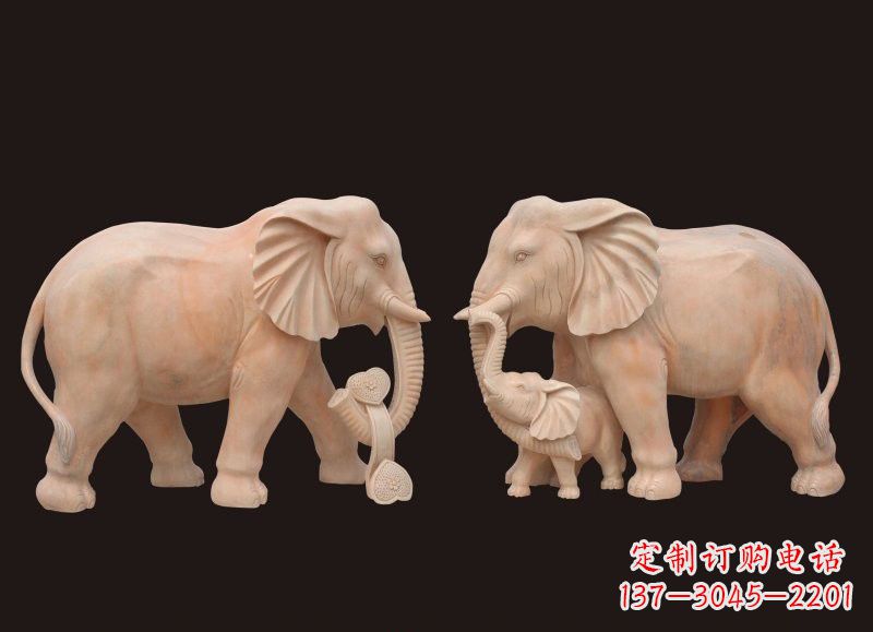 重庆晚霞红母子大象雕塑