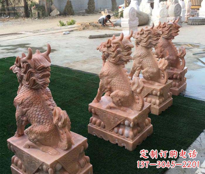 重庆晚霞红麒麟招财镇宅石雕