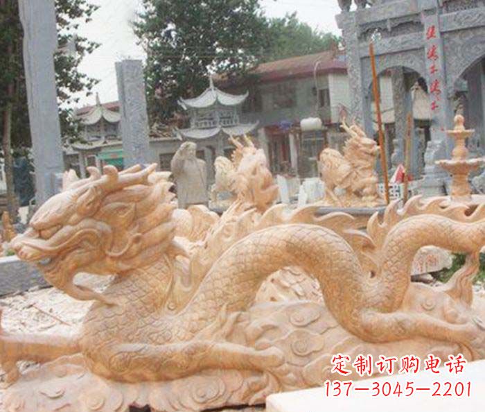重庆晚霞红生肖龙石雕