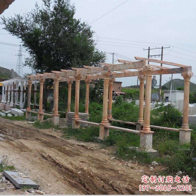 重庆晚霞红石雕花架长廊