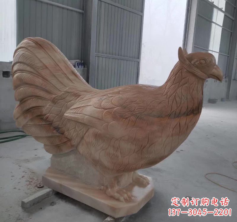 重庆晚霞红石雕母鸡