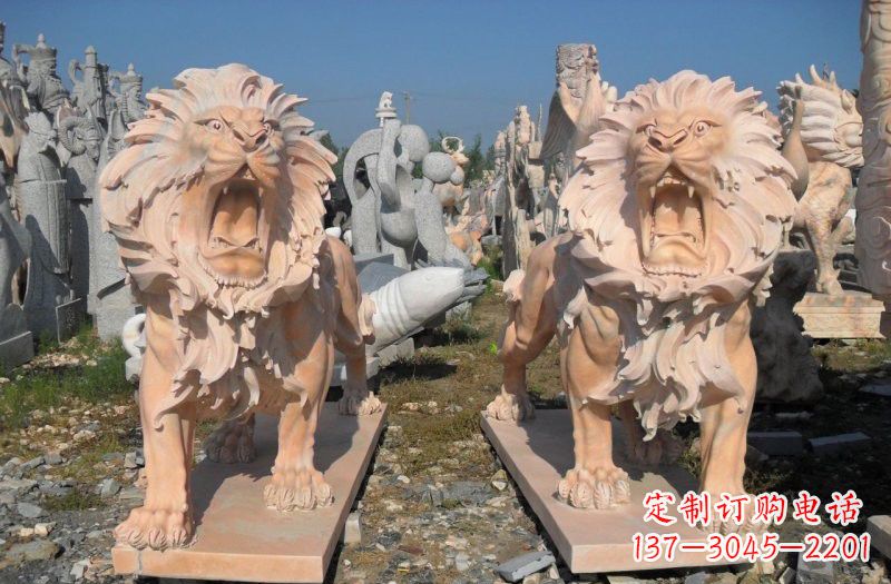 重庆晚霞红西洋狮子雕塑