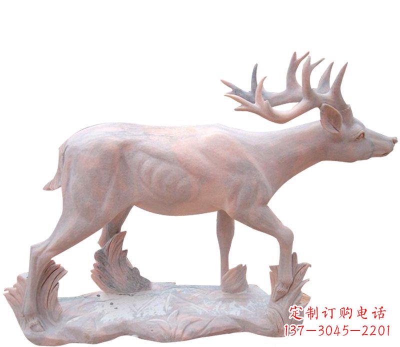 重庆晚霞红小鹿石雕