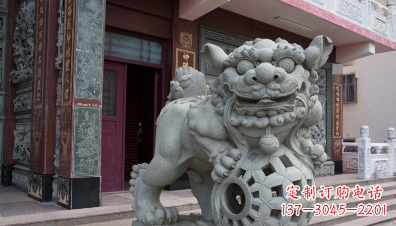 重庆网球狮石雕南方狮子雕塑