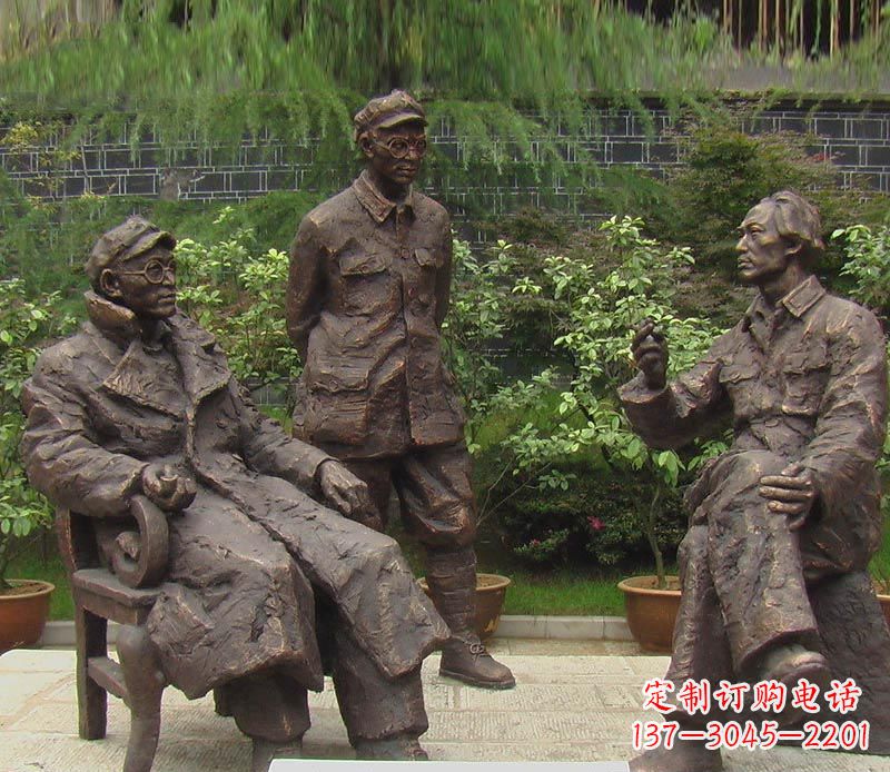 重庆伟人毛泽东刘伯承铜雕