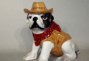 重庆任性可爱的牛仔造型斗牛犬雕塑