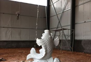 重庆汉白玉石鲤鱼雕塑，让你的梦想成真！