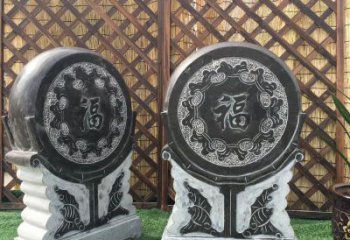 重庆青石仿古福字抱鼓雕塑，让您的家园更加美观