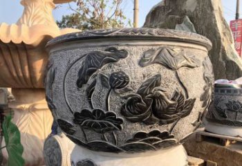重庆荷花浮雕鱼缸雕塑，让空间更加生机勃勃