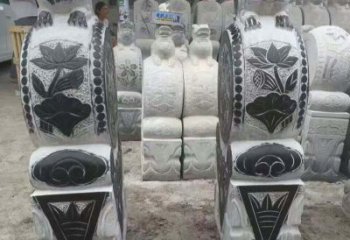 重庆中领雕塑推出的青石荷花浮雕门墩雕塑，使用…