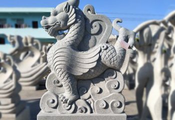 重庆造型独特的上古四灵之青龙砂岩石雕塑