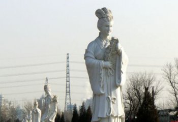 重庆十二花神汉白玉古风美女石雕像