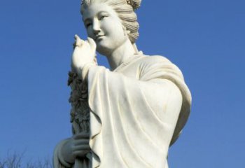重庆十二花神之三月桃花息夫人汉白玉精美美女雕像
