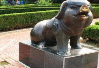 重庆古典中国十二生肖猪铜雕塑