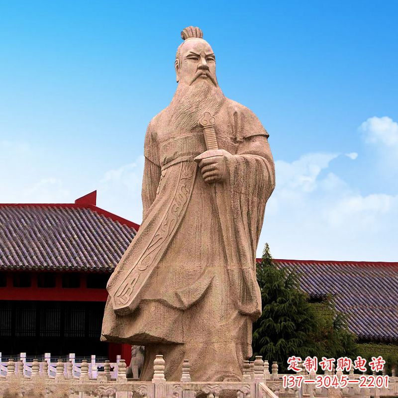 重庆魏武帝曹操砂岩石雕塑像