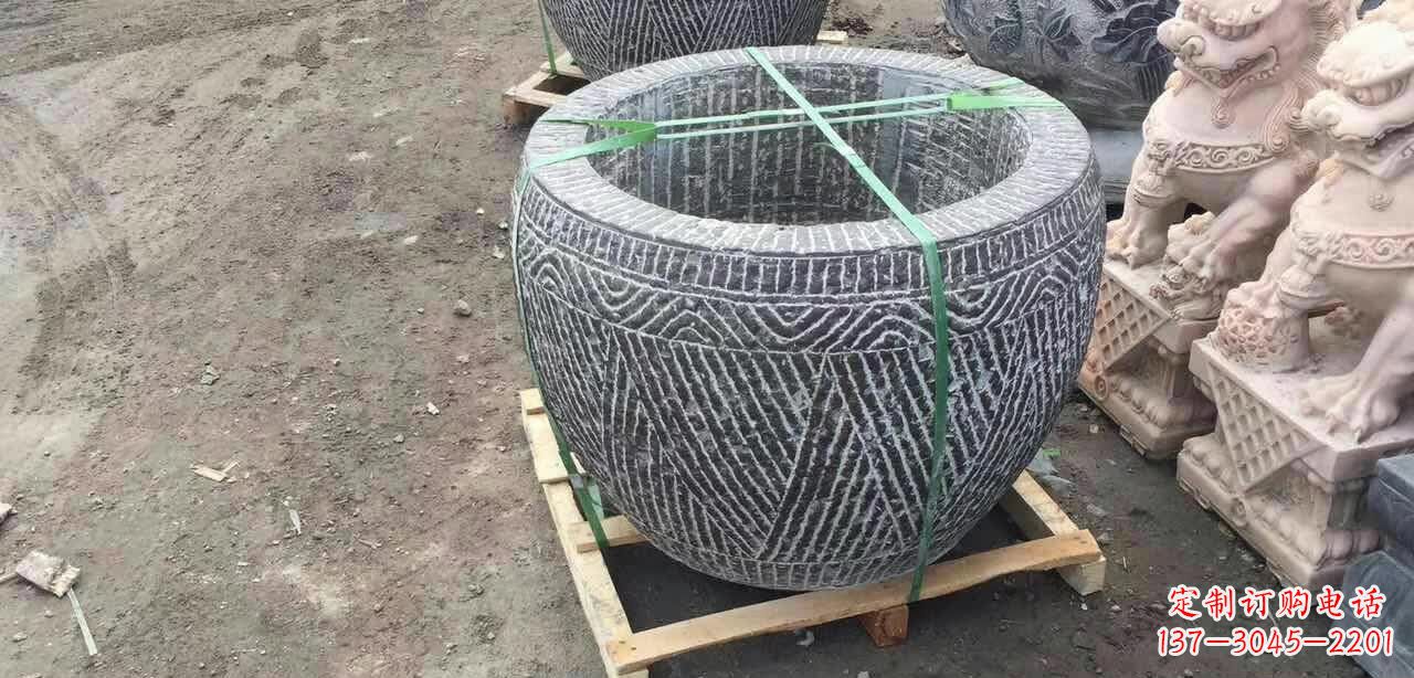 重庆纹理石浮雕水缸