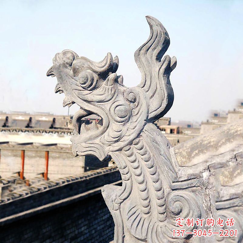 重庆屋脊鸱尾螭吻雕塑-古建装饰神兽动物雕塑