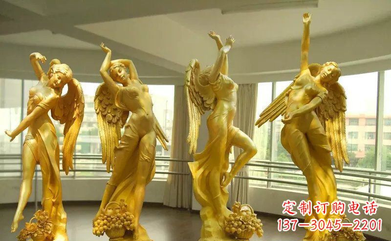 重庆舞蹈四女神玻璃钢仿铜人物雕塑