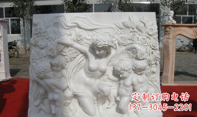 重庆西方女人与孩子汉白玉浮雕