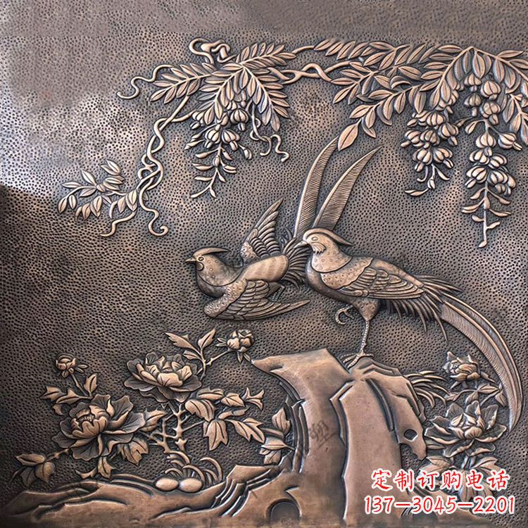 重庆喜鹊紫铜浮雕装饰画