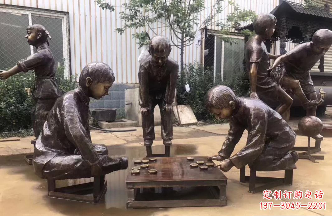 重庆下象棋儿童铜雕