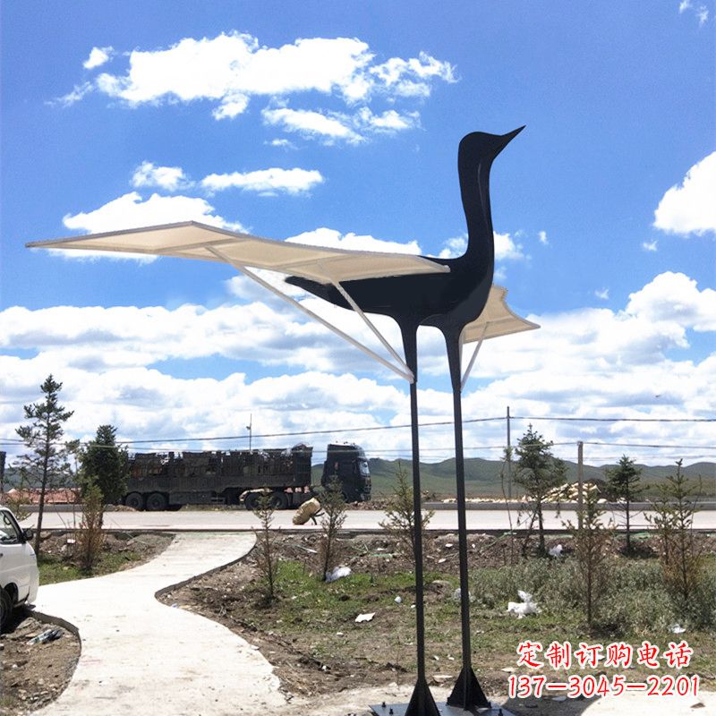 重庆仙鹤不锈钢遮阳亭景观雕塑