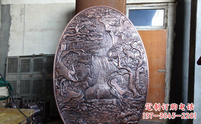 重庆仙鹤松林瀑布古代园林景观铜浮雕