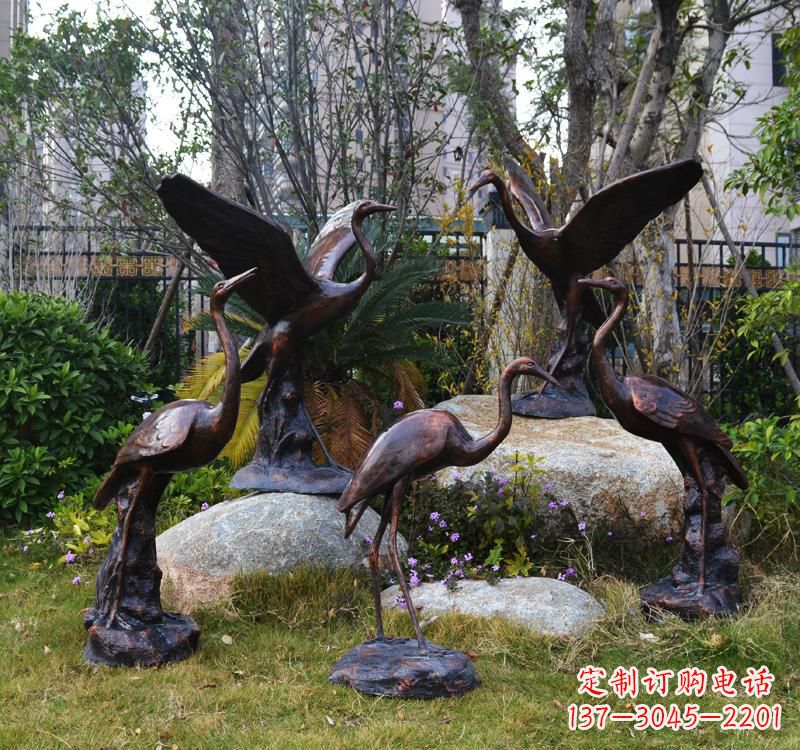 重庆仙鹤铜雕塑 (2)