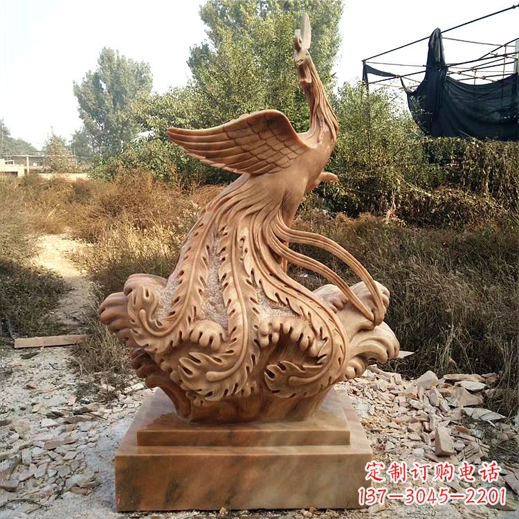 重庆祥瑞凤凰晚霞红石雕
