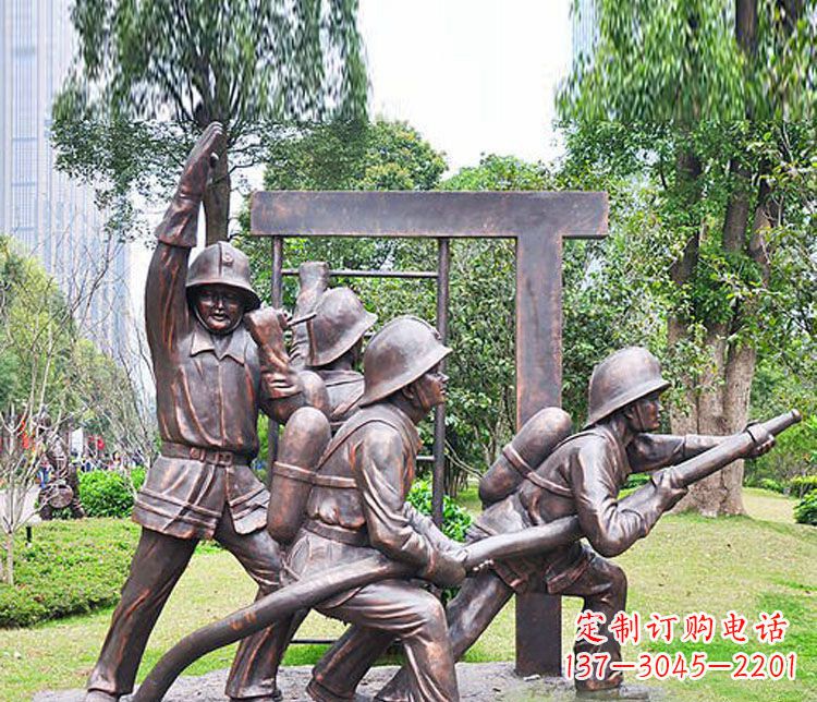 重庆消防员人物铜雕 (2)