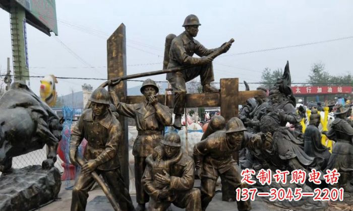 重庆消防战士人物铜雕
