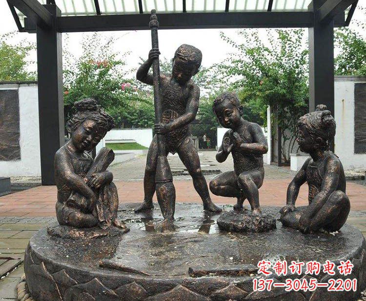 重庆小孩写大字铜雕小品