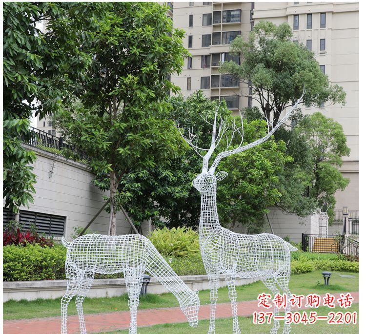 重庆小区不锈钢镂空梅花鹿鹿雕塑