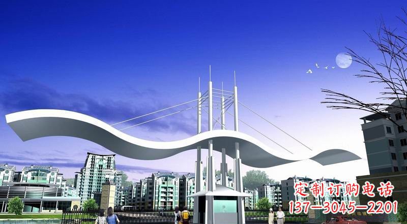 重庆小区不锈钢门牌坊景观雕塑