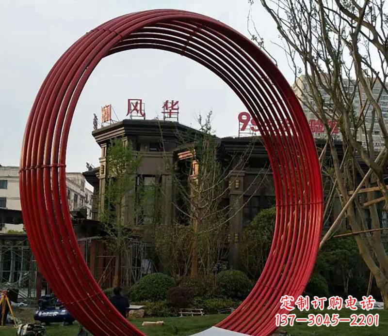重庆小区不锈钢圆环景观雕塑