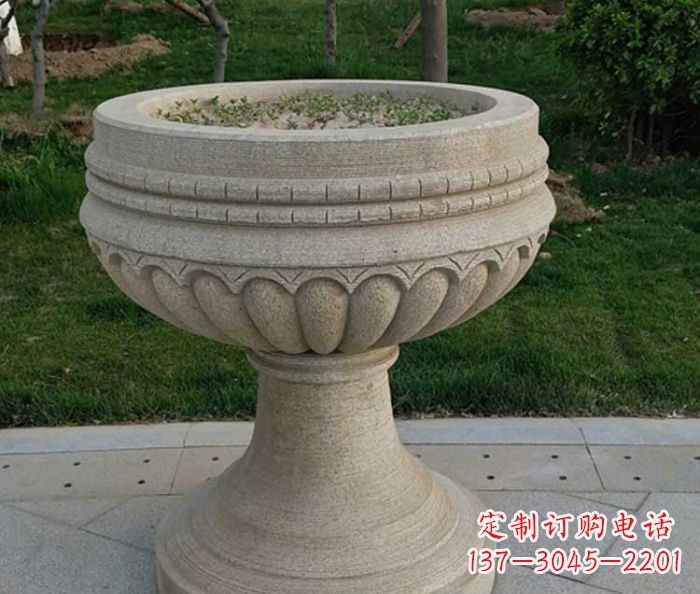 重庆小区大理石花盆摆件石雕