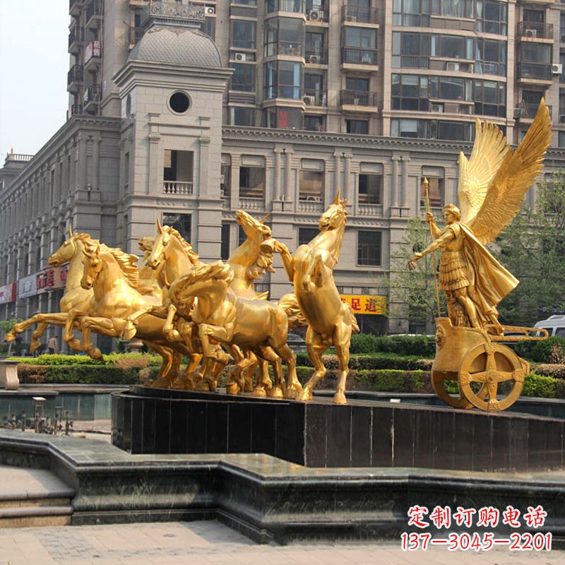 重庆小区大门阿波罗战车鎏金景观铜雕