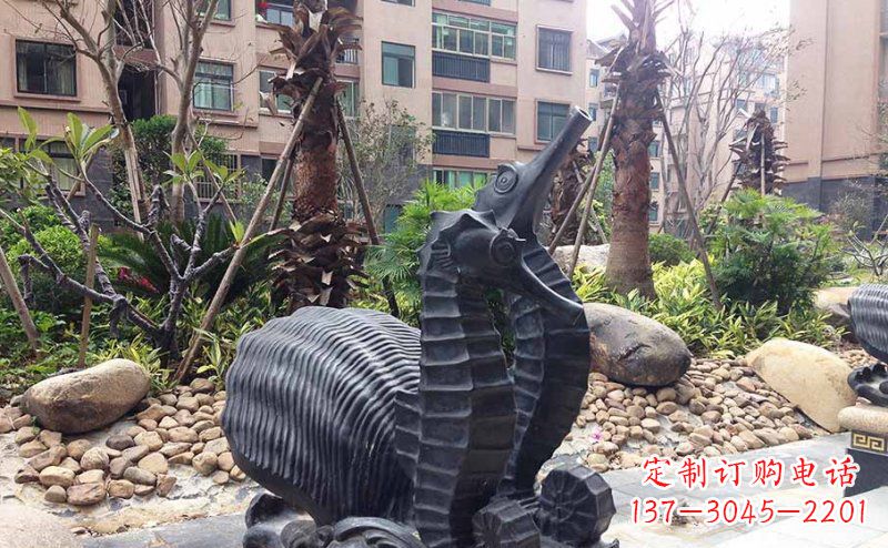 重庆小区海马动物玻璃钢仿铜雕塑