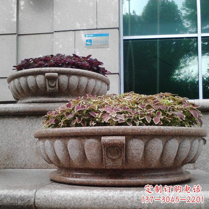 重庆小区花岗岩石雕花盆