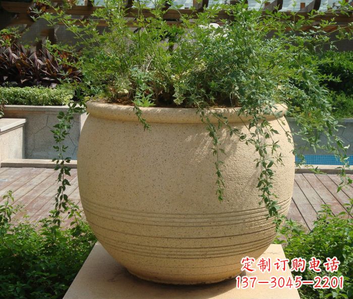 重庆小区景观大理石花盆石雕 (2)